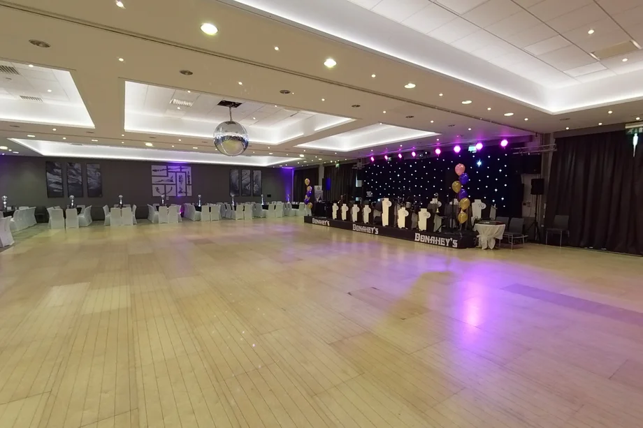 The Hanover Ballroom at De Vere Beaumont Estate set for a Donaheys dance weekend
